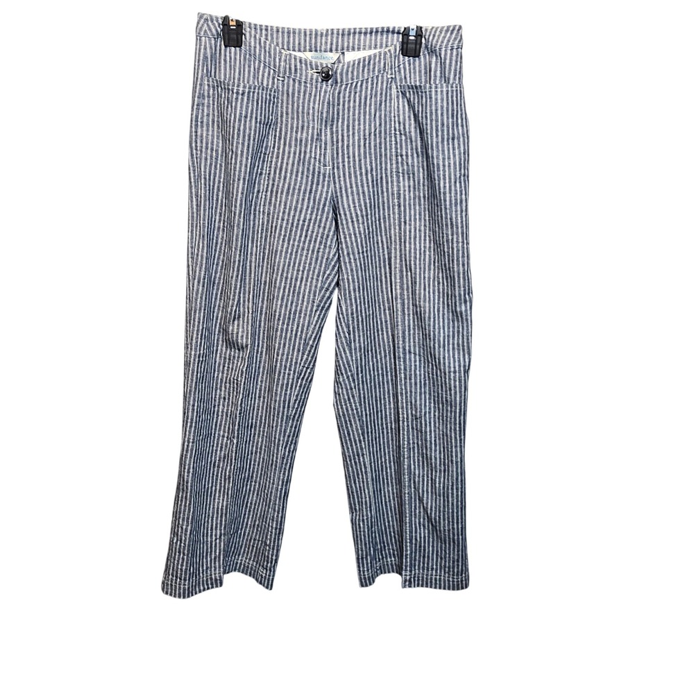 Sundance Striped Linen Blend Pants Womens 6P Blue‎ White Coastal Casual